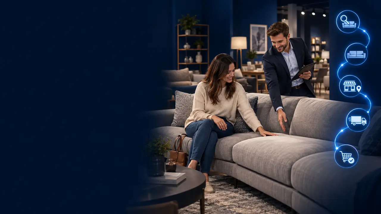SEO for Furniture Stores & Homeware Brands: Home furniture SEO services showing product discovery, showroom visits and furniture purchases