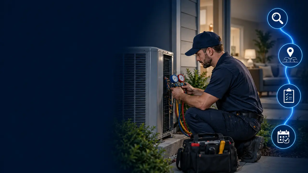 SEO for HVAC Companies: HVAC SEO services showing emergency local search, repair enquiries and service bookings