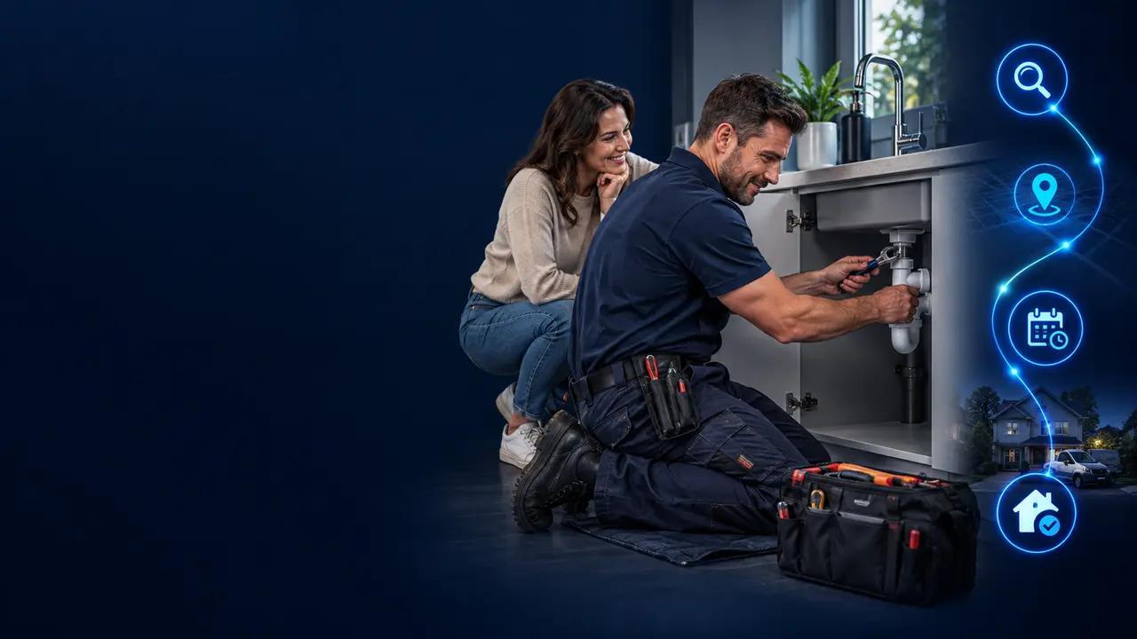 SEO Services for Plumbers & Plumbing Companies: Plumber SEO services showing emergency local search, quote requests and booked visits