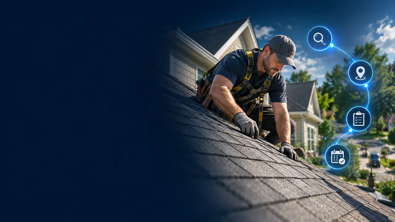 SEO for Roofing Companies: Roofing SEO services showing local repair discovery, inspection enquiries and booked visits